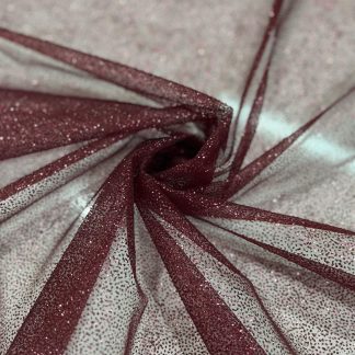 Bordo Kristal Sis Sim Baskılı Tül